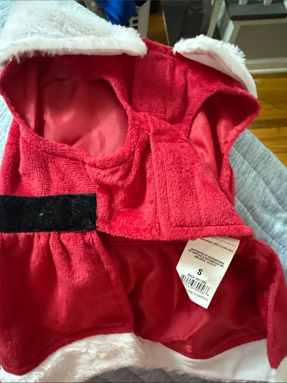 Festive Red Faux-Fur Trim Dog Dress with Black Bow